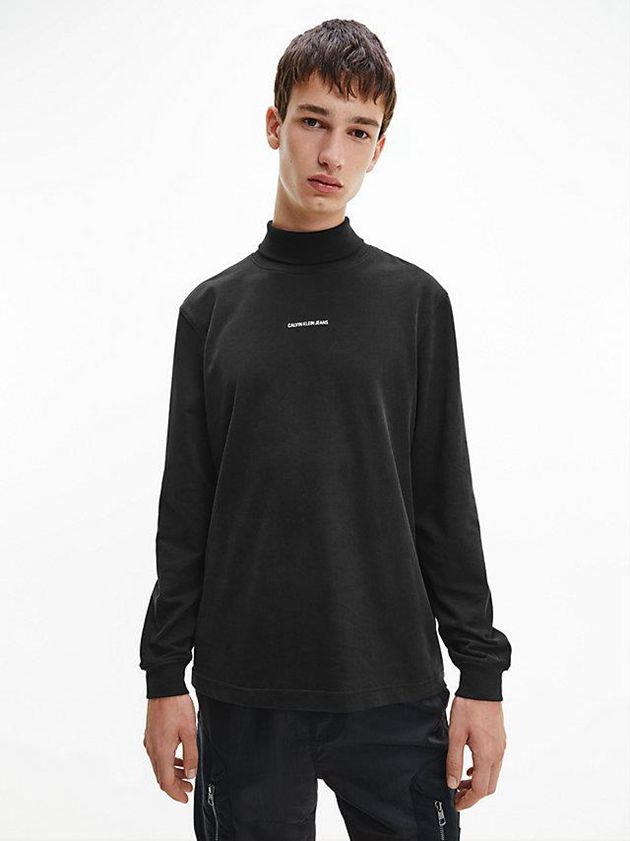 Calvin Klein USA Funnel Neck Long Sleeve Mens T-Shirt Black 0276491-GL